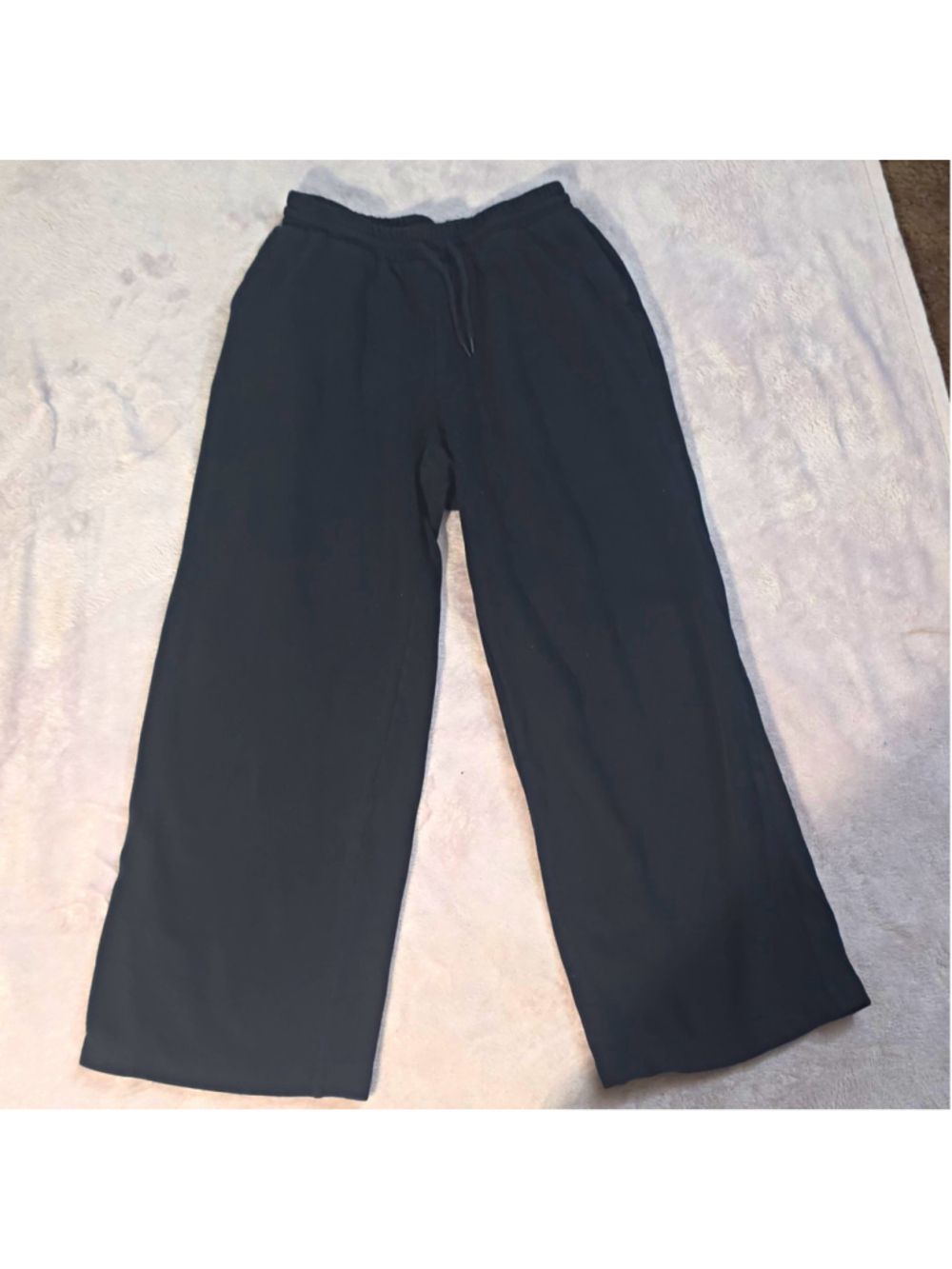Old Navy Women's Black Wide-Leg Pants M Drawstring Elastic Waist Solid